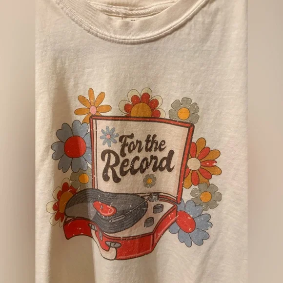 Floral For the Record Comfort Colors Graphic Tee with Retro Record Player Design - Picture 3 of 9